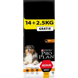 Ração para Cão Adulto Médio de Frango + 2,5kg Oferta embalagem 16,5 kg - Proplan