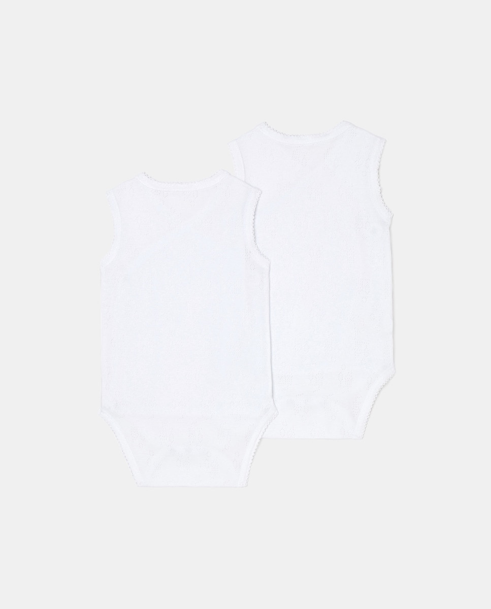 Pack de 2 Bodies Rendilhados de Bebé Branco-2