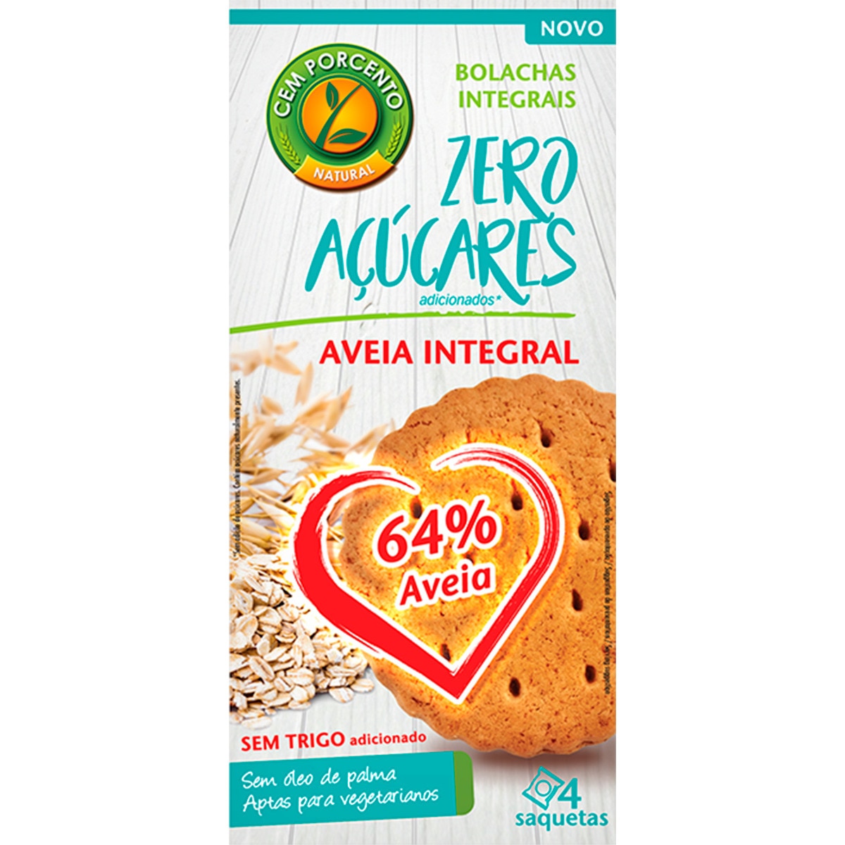 Bolacha Integral de Aveia sem Açúcar embalagem 140 g