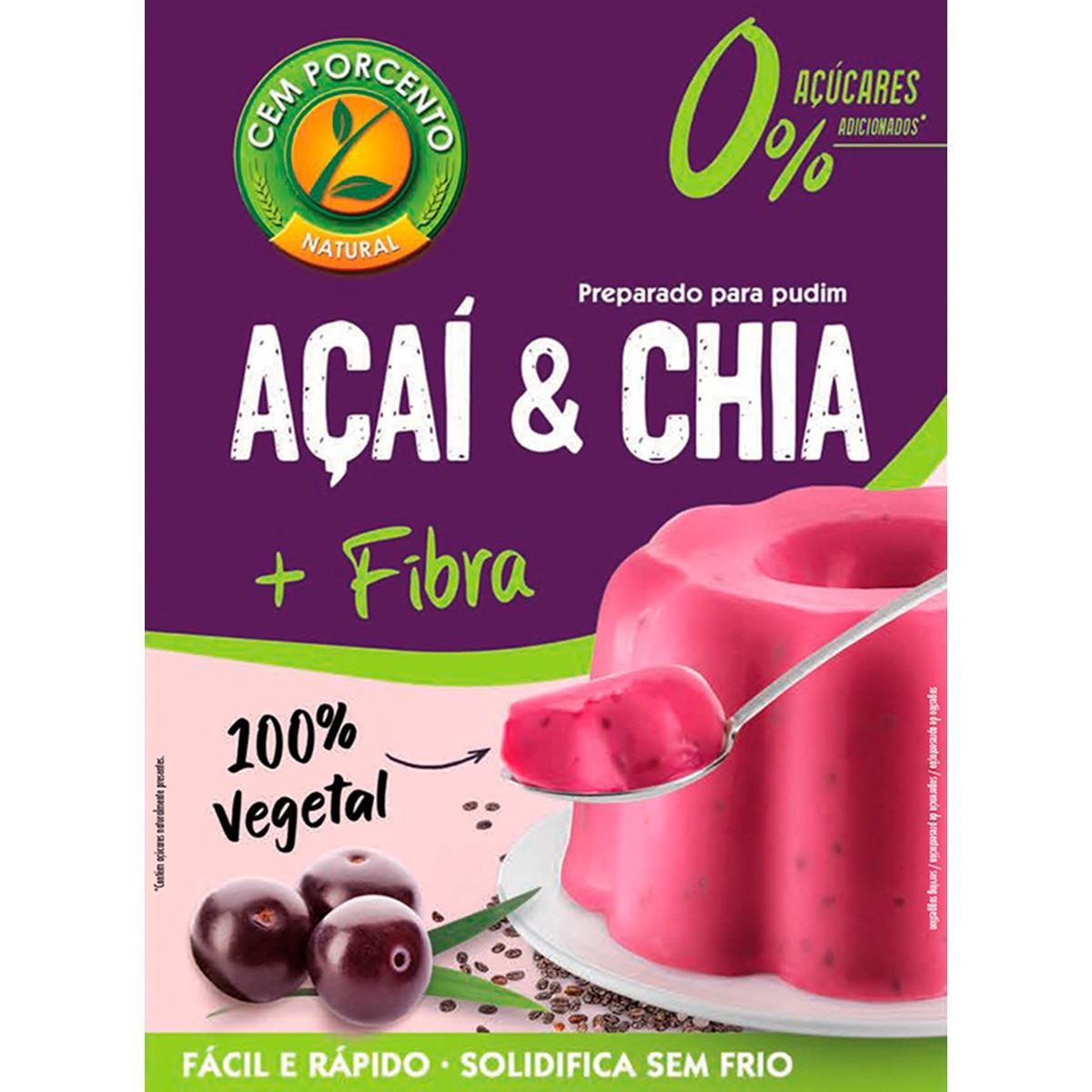 Pudim sem Açúcar de Açai e Chia embalagem 70 g