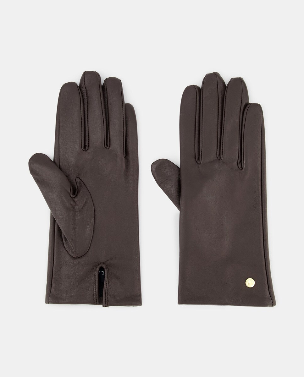 Gants unis avec applique métallique