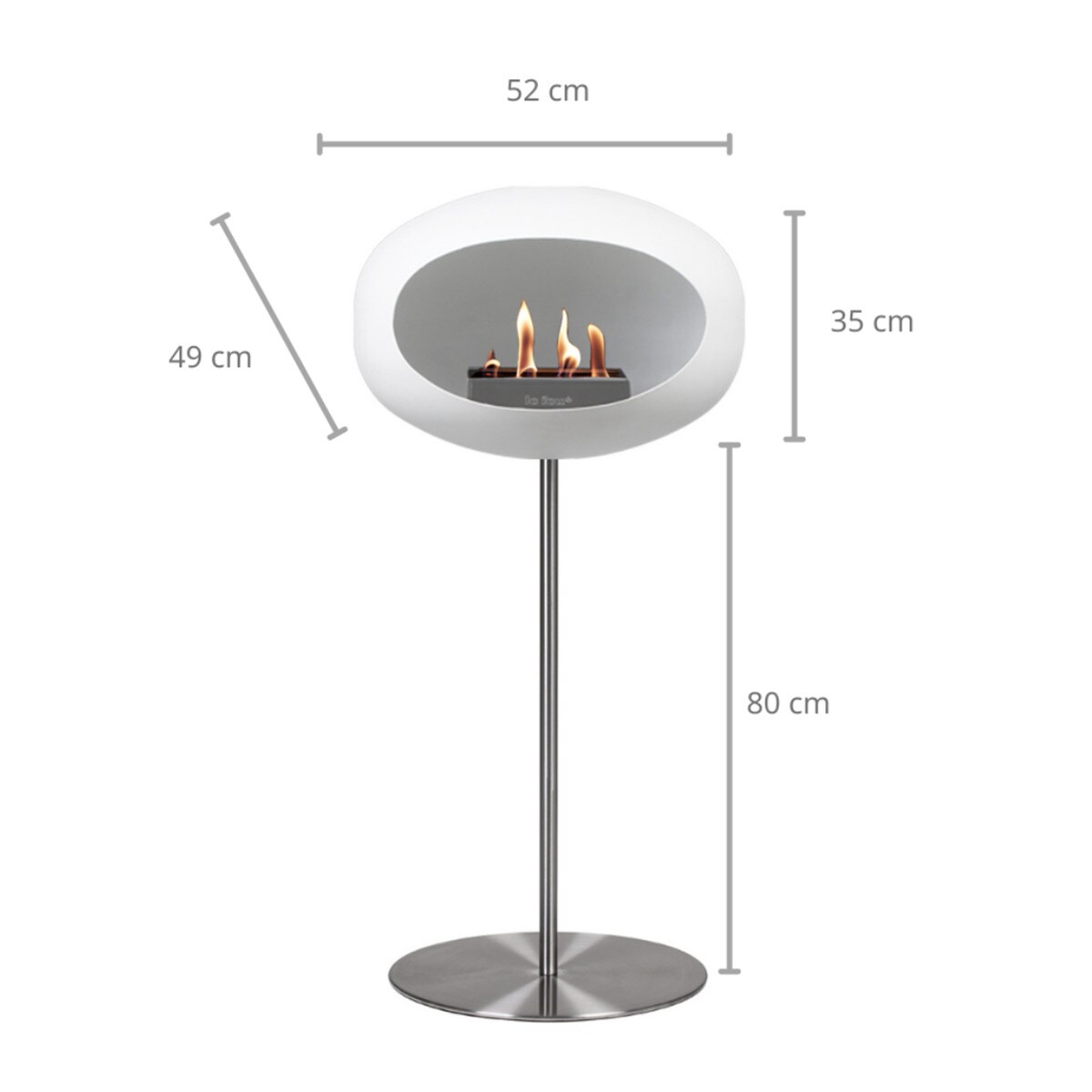 Biochimenea Bioetanol Ground Steel High Cúpula Blanca - Poste Acero - Plato Acero Blanco / Acero-6