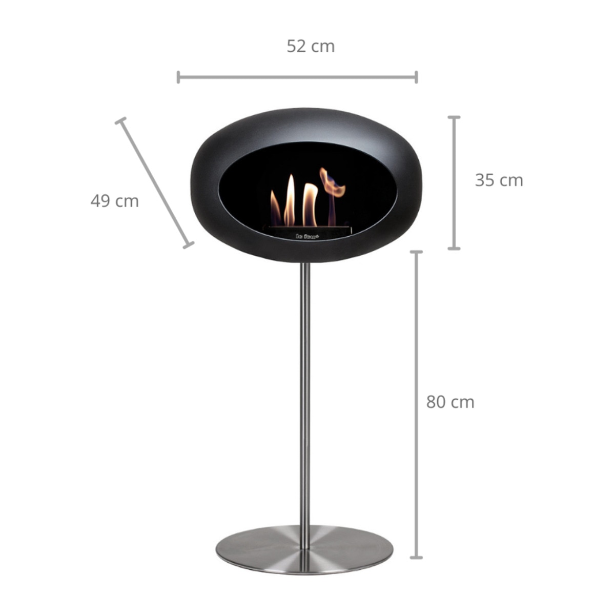 Biochimenea Bioetanol Ground Steel High Cúpula Negra - Poste Acero - Plato Acero Negro / Acero-8