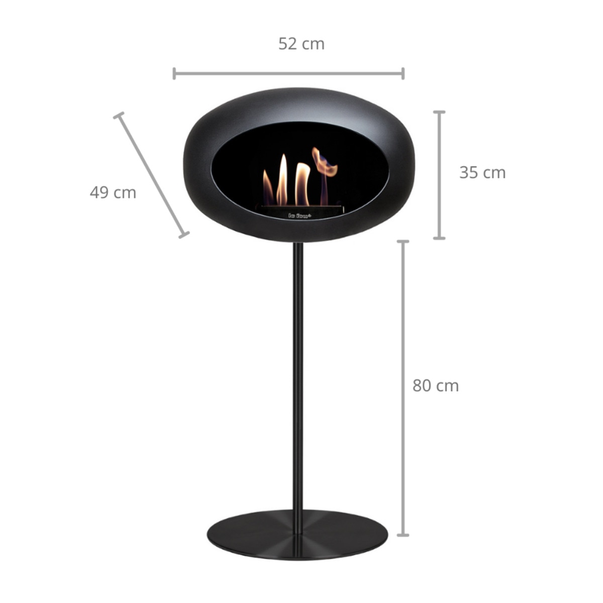 Biochimenea Bioetanol Ground Steel High Cúpula Negra - Poste Negro - Plato Negro Negro-7