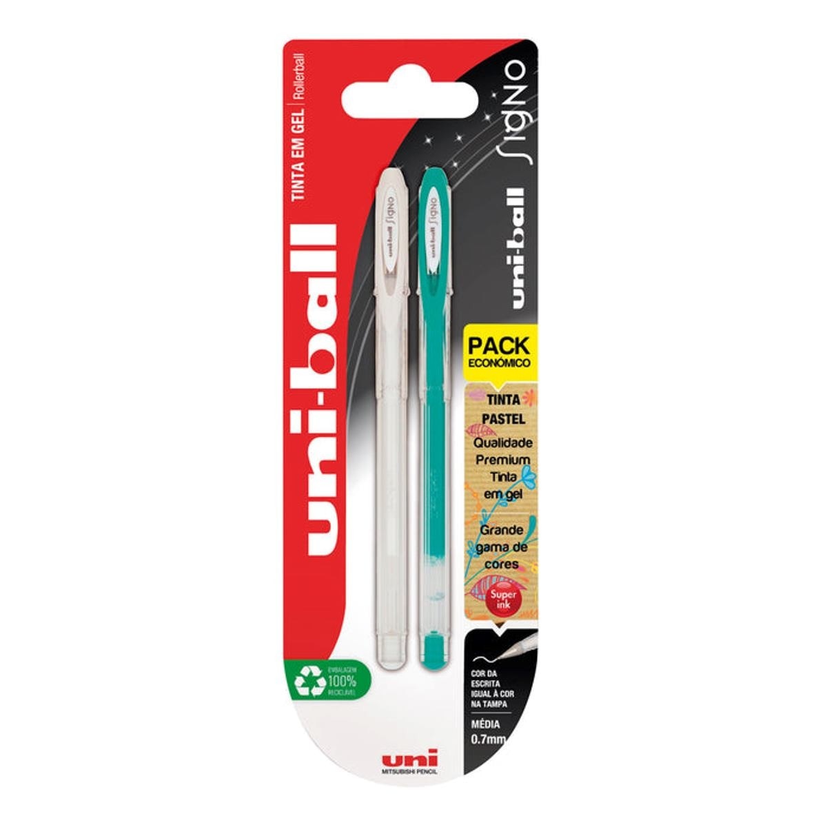 Imagem 0 de Blister de Duas Canetas de Gel Verde e Branca