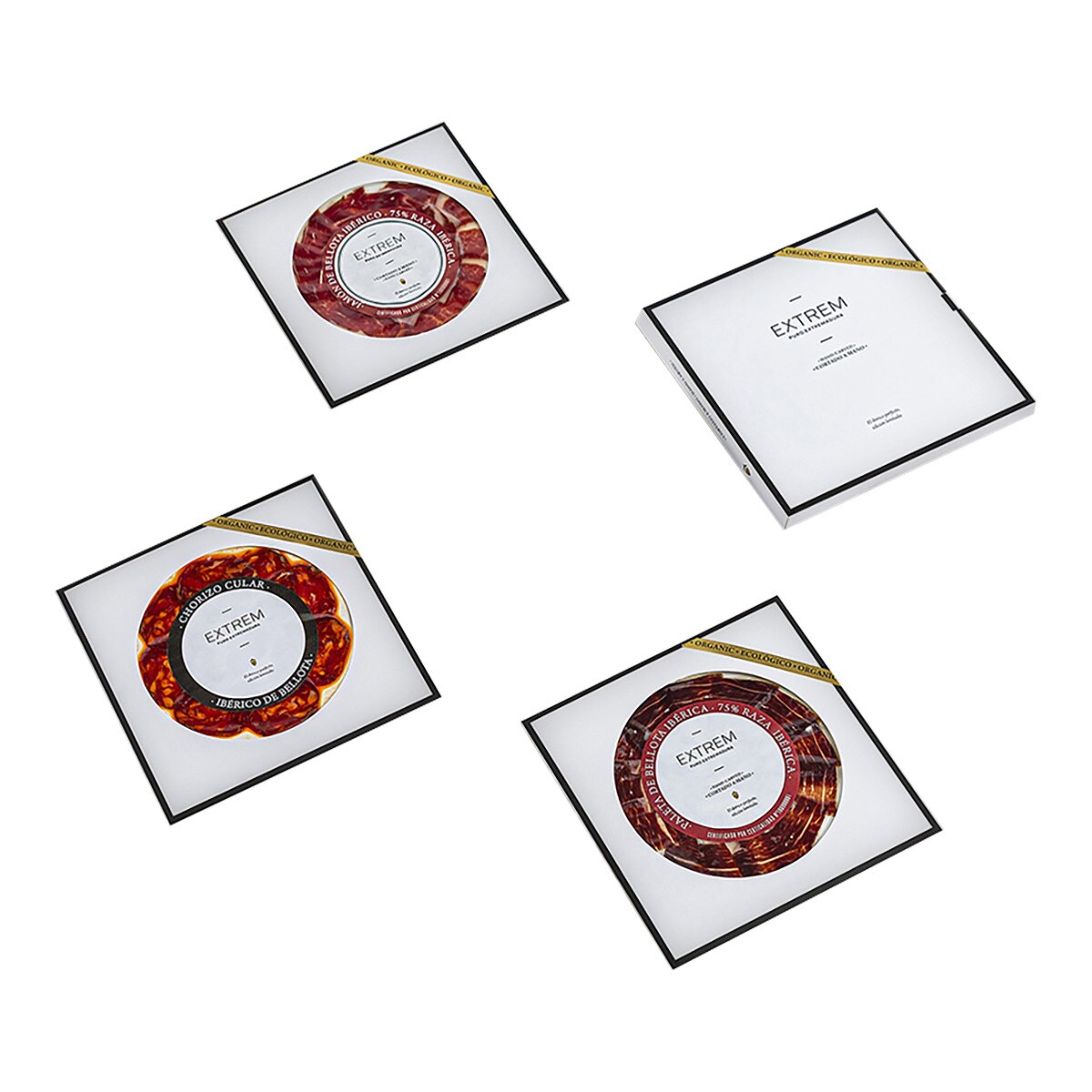 Pack 3 sachets de palette, lomo et chorizo de bellota bio 75 % Race Ibérique en tranches Extrem Puro