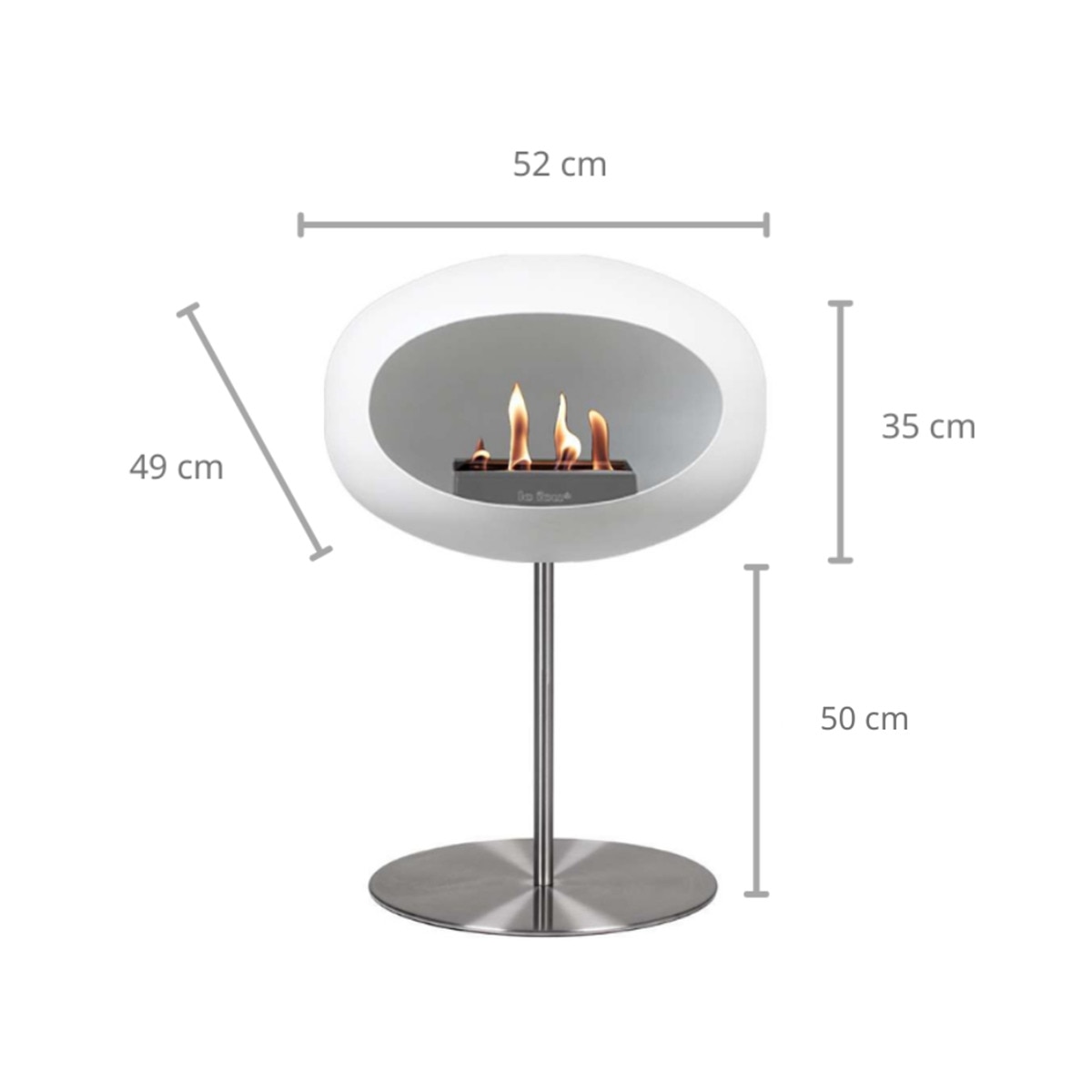 Biochimenea Bioetanol Ground Steel Low Cúpula Blanca - Poste Acero - Plato Acero Blanco / Acero-7