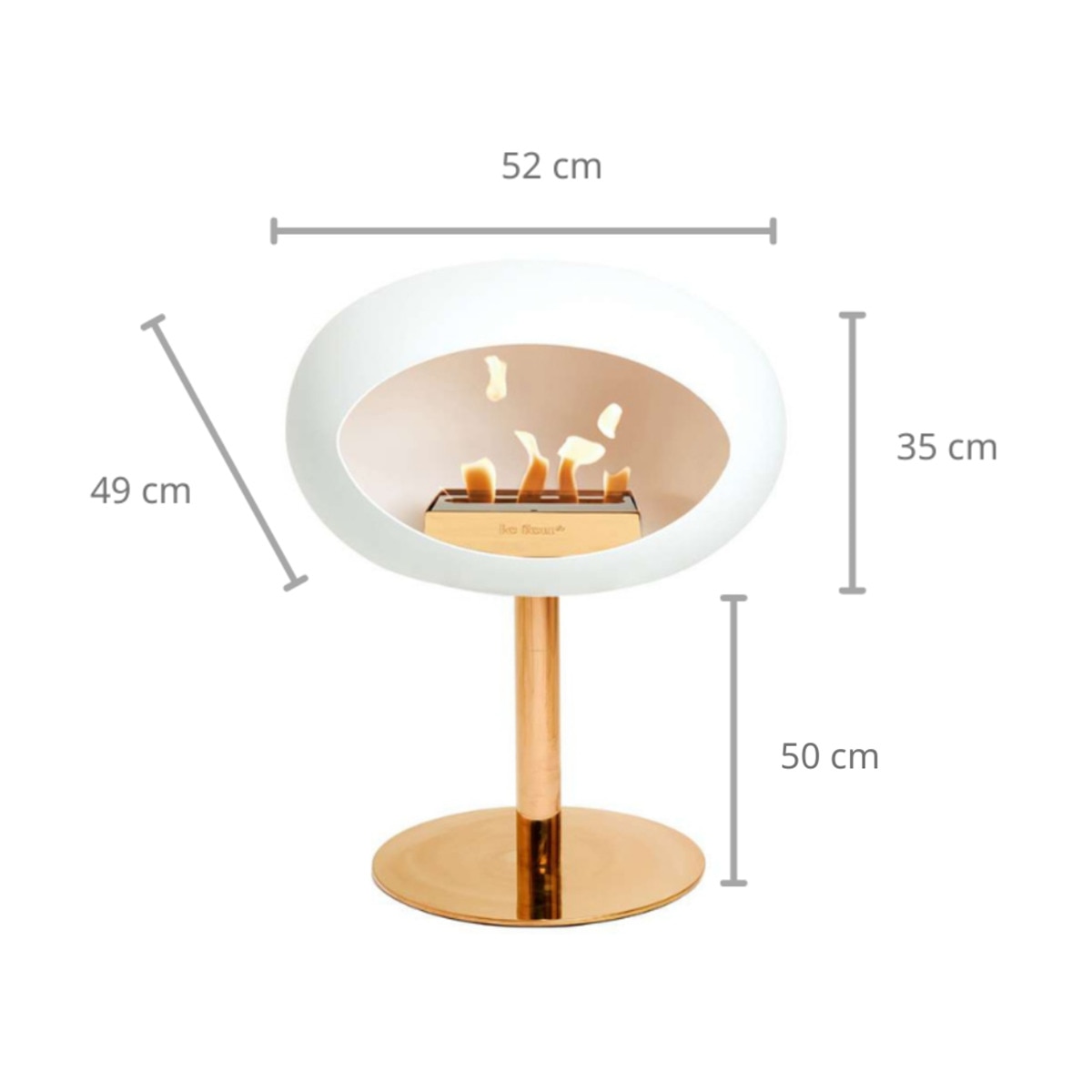 Biochimenea Bioetanol Ground Steel Low Cúpula Blanca - Poste Dorado - Plato Dorado Blanco / Dorado-6