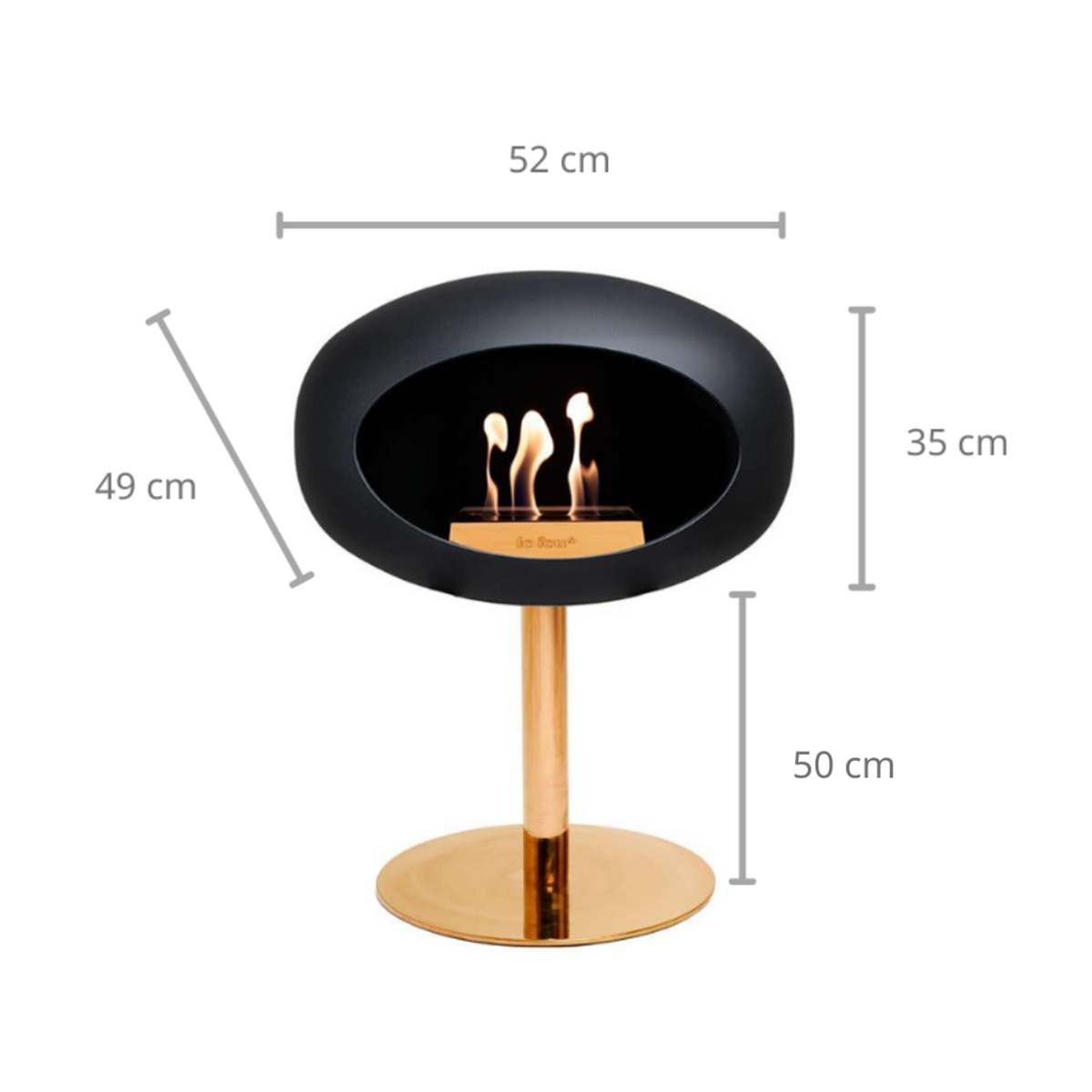 Biochimenea Bioetanol Ground Steel Low Cúpula Negra - Poste Dorado - Plato Dorado Negro / Dorado-9