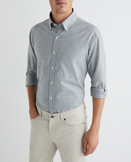Imagen 0 de Camisa de sarga sport fácil plancha de hombre en algodón BCI classic de cuadros verde