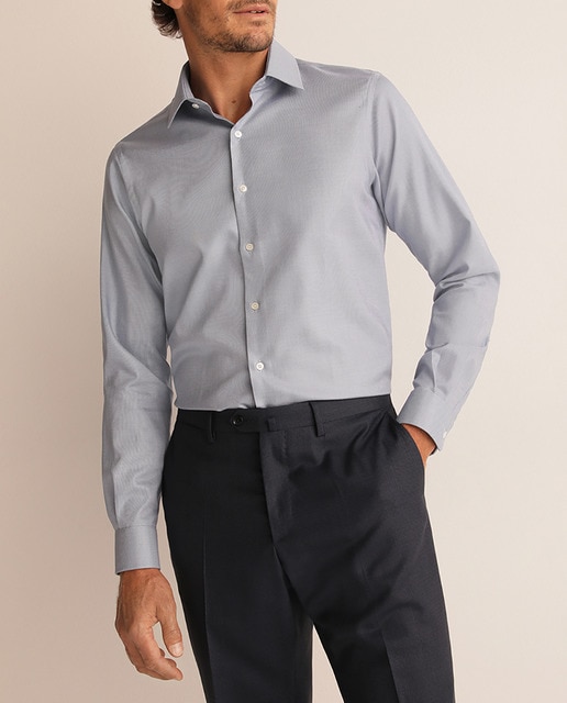 Imagen 0 de Camisa de twill de hombre regular lisa azul