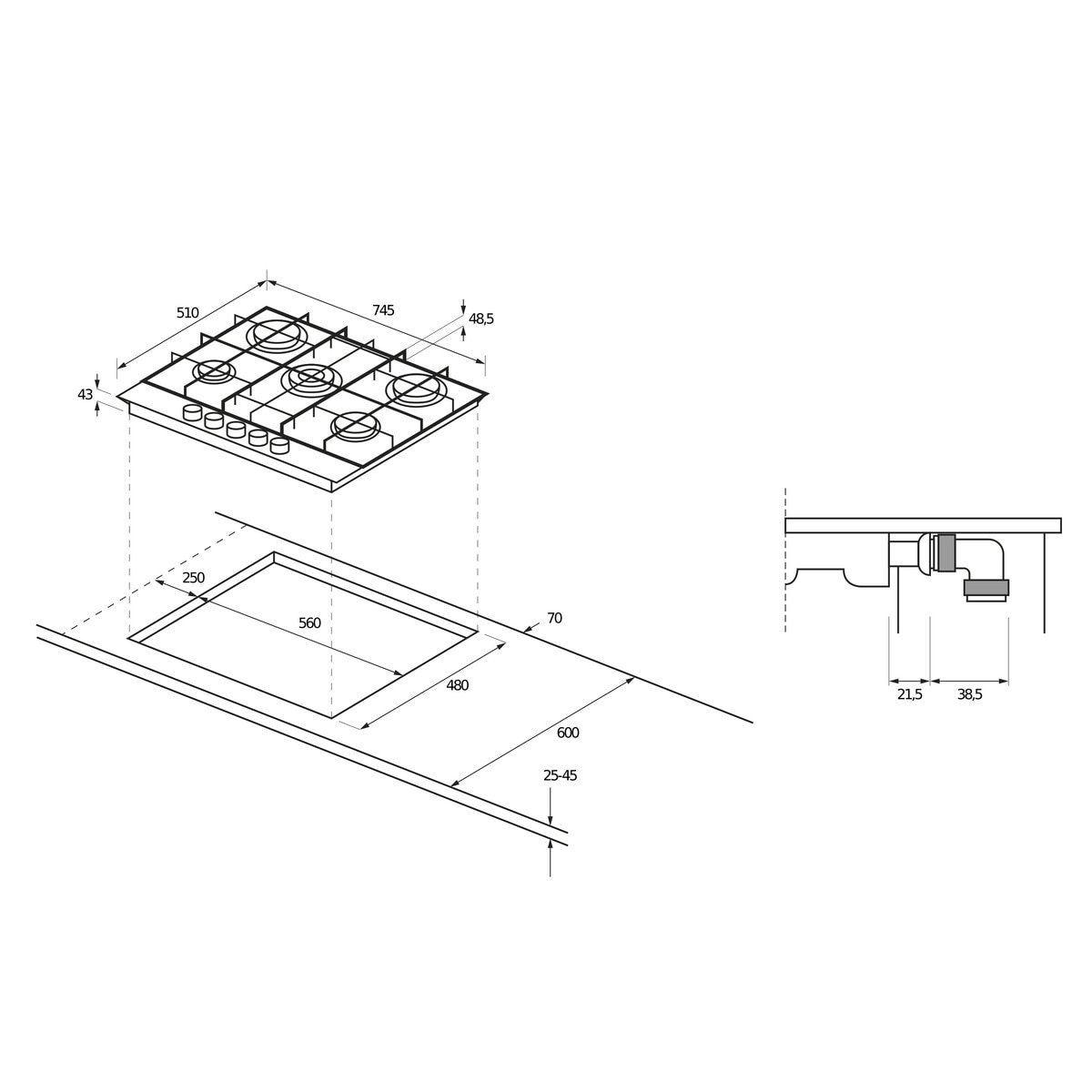 Placa gas Haier 5 quemadores - HAHG7W5XH Inox-2