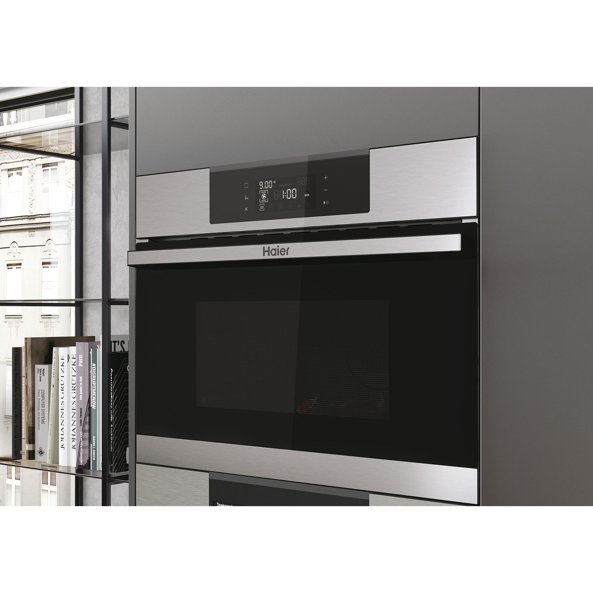 Hornos compactos Haier con función microondas - HWO45NB2H0X1 Gris-6