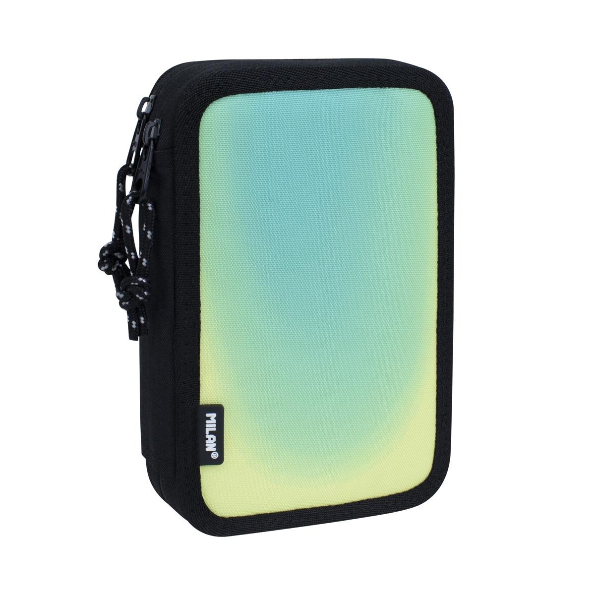 Plumier 2 Pisos Con Contenido Sunset MILAN, Negro Y Verde Negro-1
