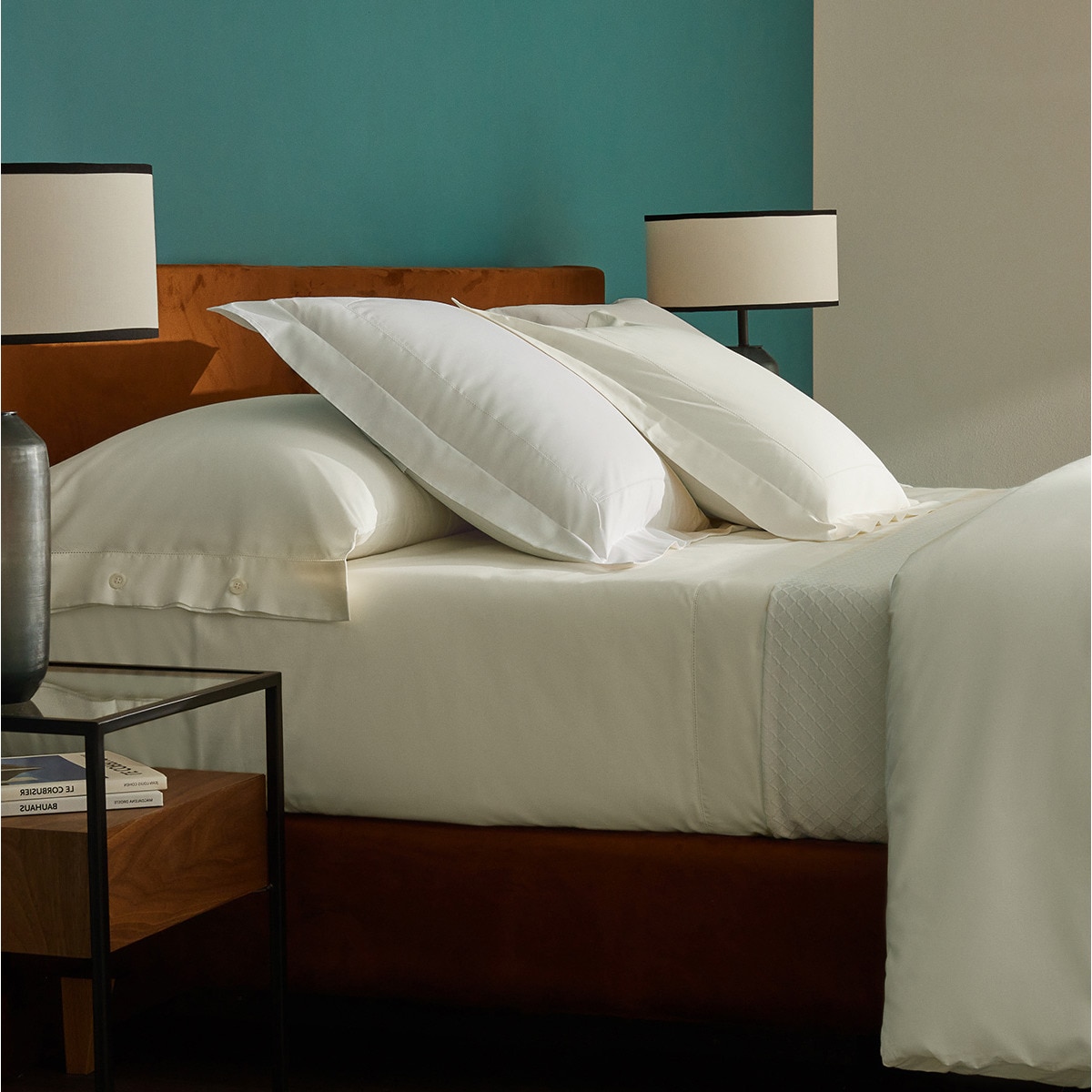 Ensemble de draps avec drap de dessous égyptien mercerisé de 200 fils Tacto Bassols