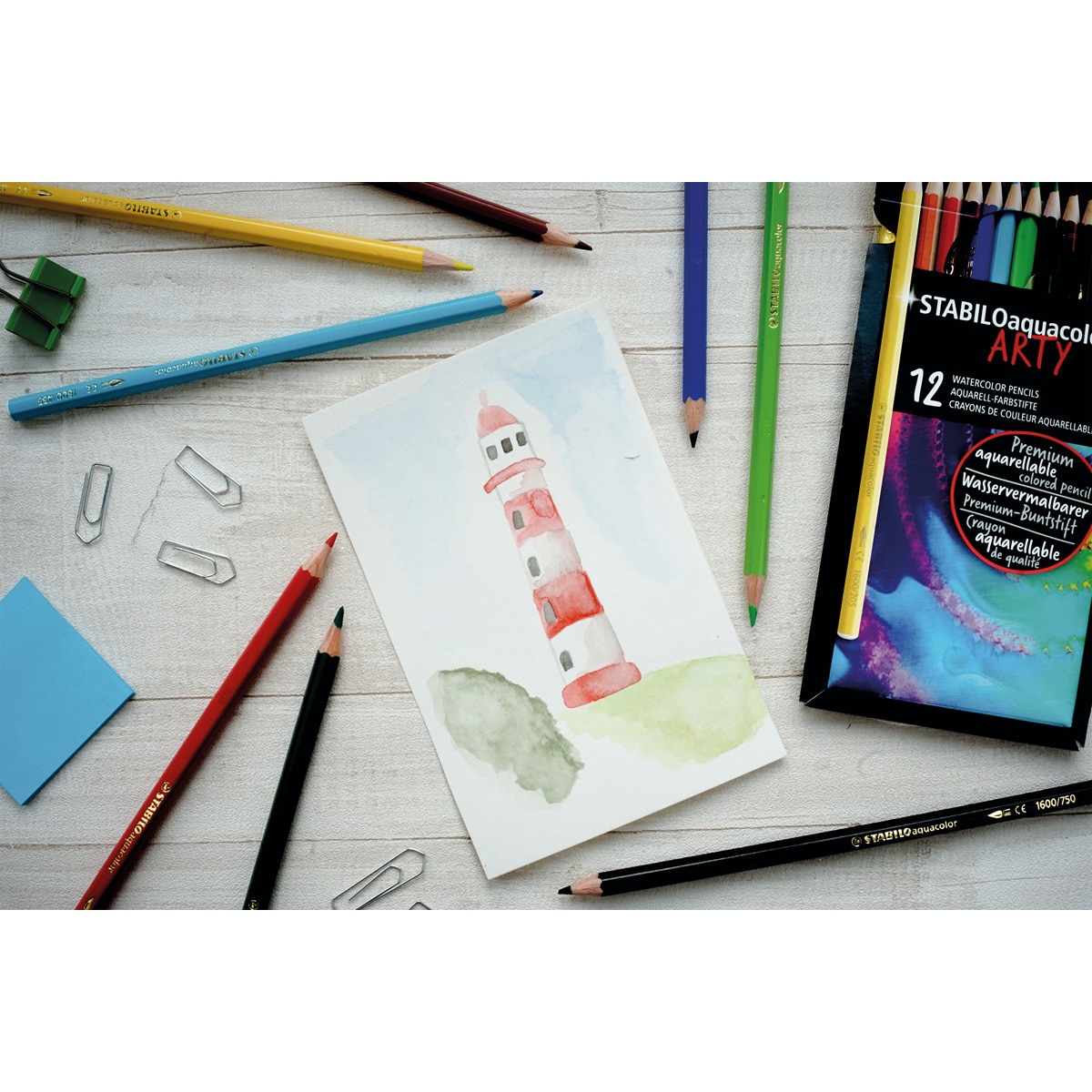Pack ARTY 'Creative Set' con 12 rotuladores punta fina STABILO point 88 + 8 rotuladores premium pen 68 + 12 lápices de color acuarelable aquacolor Multicolor-4