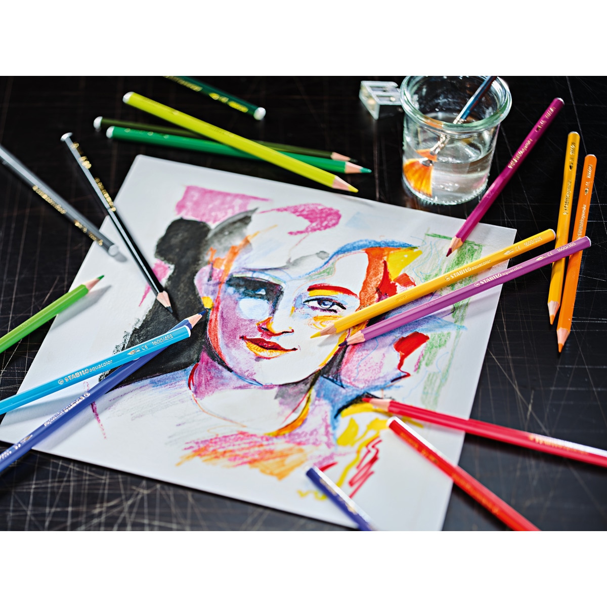 Pack ARTY 'Creative Set' con 12 rotuladores punta fina STABILO point 88 + 8 rotuladores premium pen 68 + 12 lápices de color acuarelable aquacolor Multicolor-3