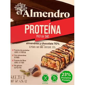 Barrita de Amêndoa e Chocolate 70% com Proteína embalagem 140 g - El Almendro