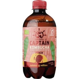 de Pêssego Bio Vegan embalagem 400 ml - Captain Kombucha