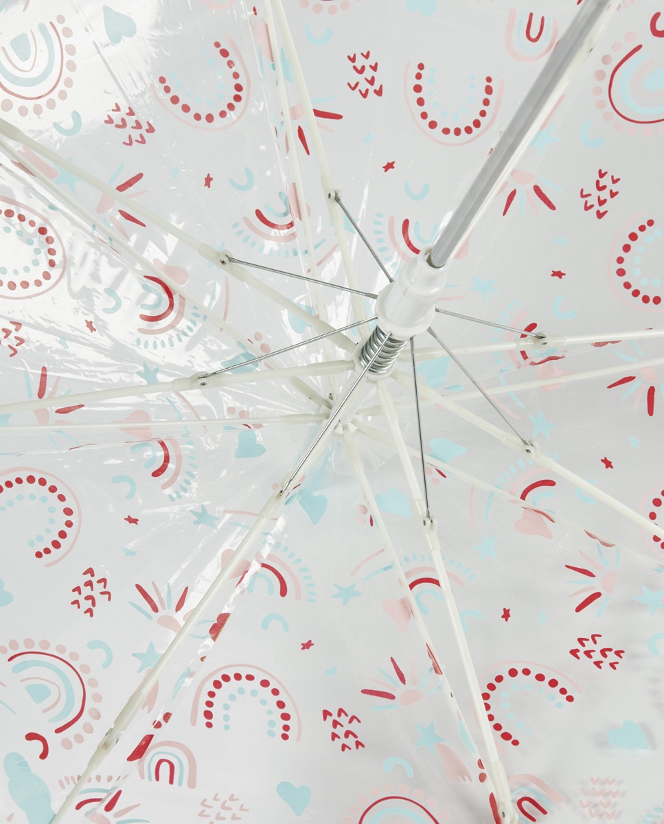 Guarda-Chuva Infantil Comprido Automático con Estampado de Arco-Íris - Transparente Transparente-2