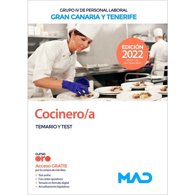Imagen 0 de Cocinero/a (Grupo IV de Personal Laboral) en las islas de Gran Canaria y Tenerife. Temario y test  (Tapa blanda)