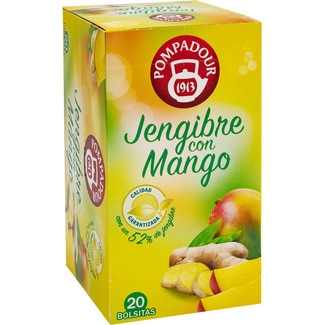 infusión de jengibre con mango estuche 20 bolsitas - Pompadour
