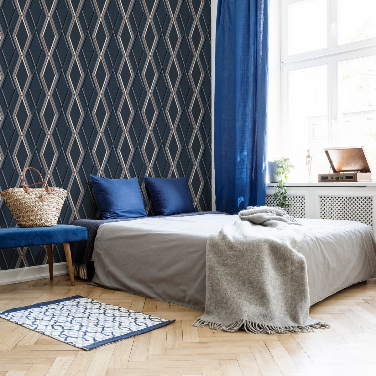 Papel de Parede Dorada Azul-escuro-2