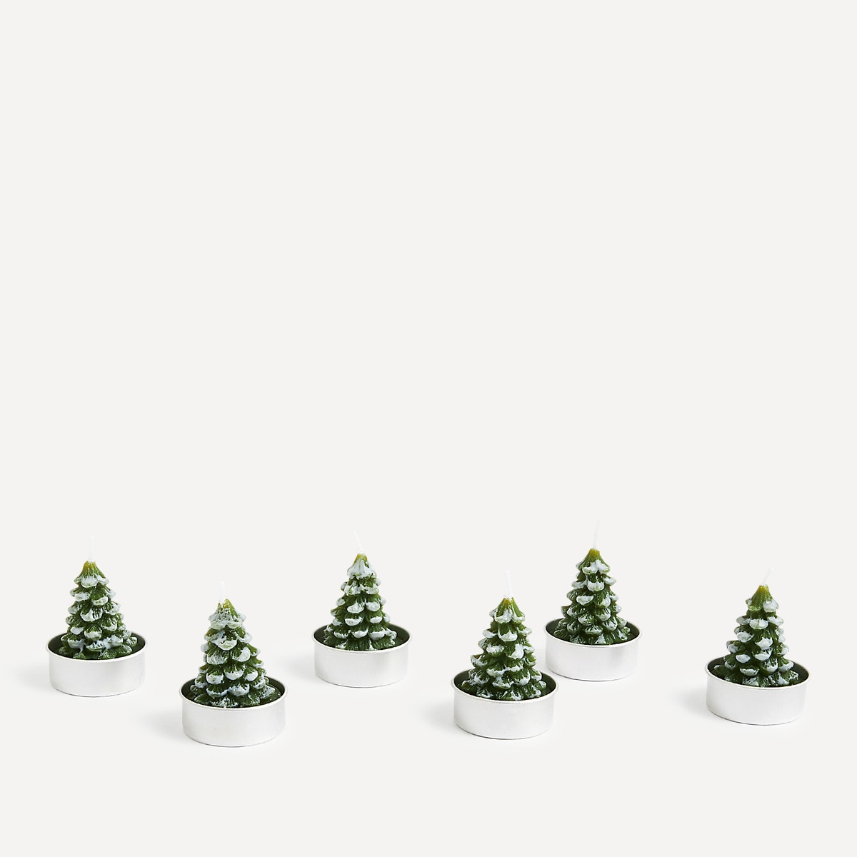 Set 6 velas tealight con forma de abeto Navidad El Corte Inglés Verde-1