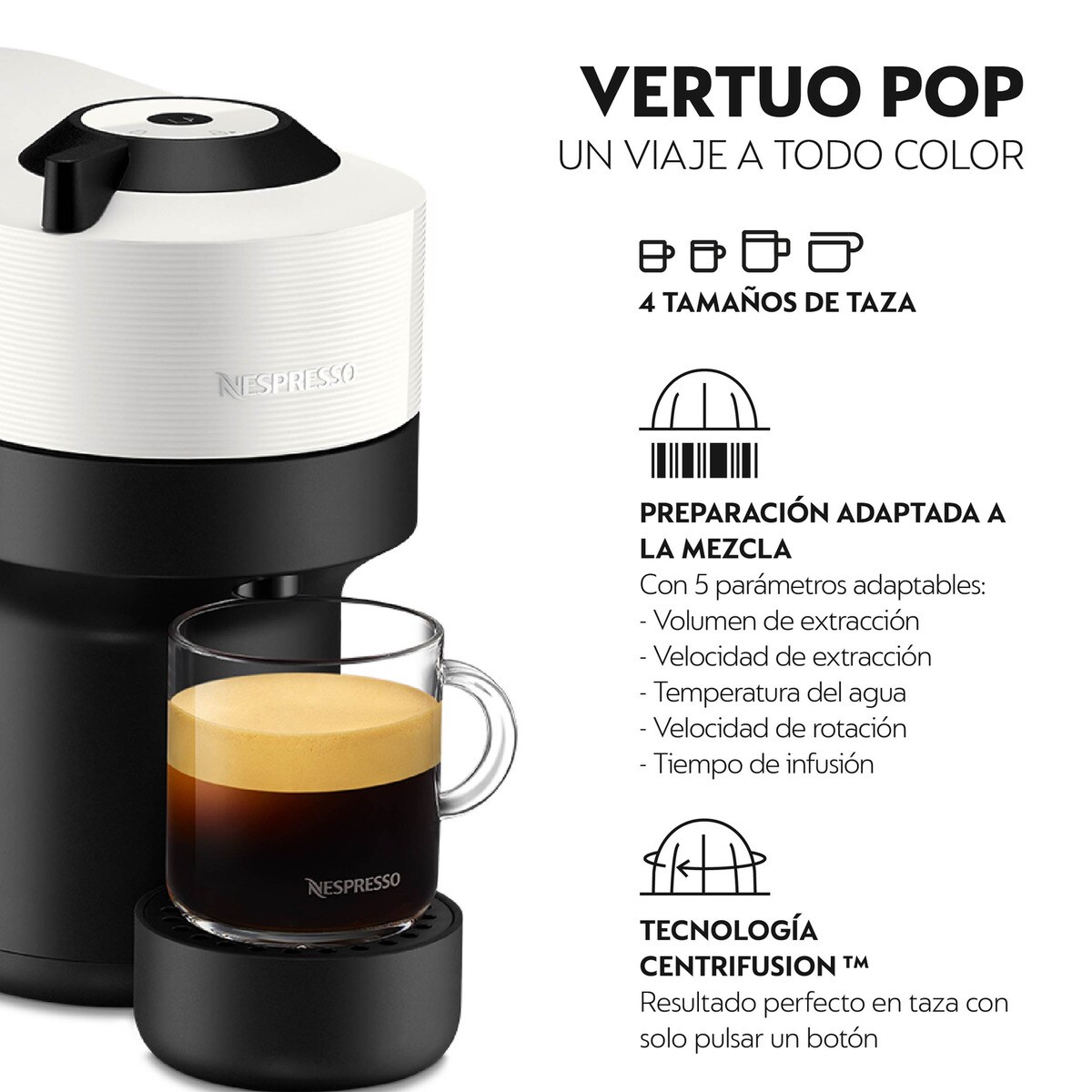 Máquina de Café Krups Nespresso Vertuo Pop XN9201.W para Cápsulas Nespresso Vertuo - Preto e Branco Branco-5