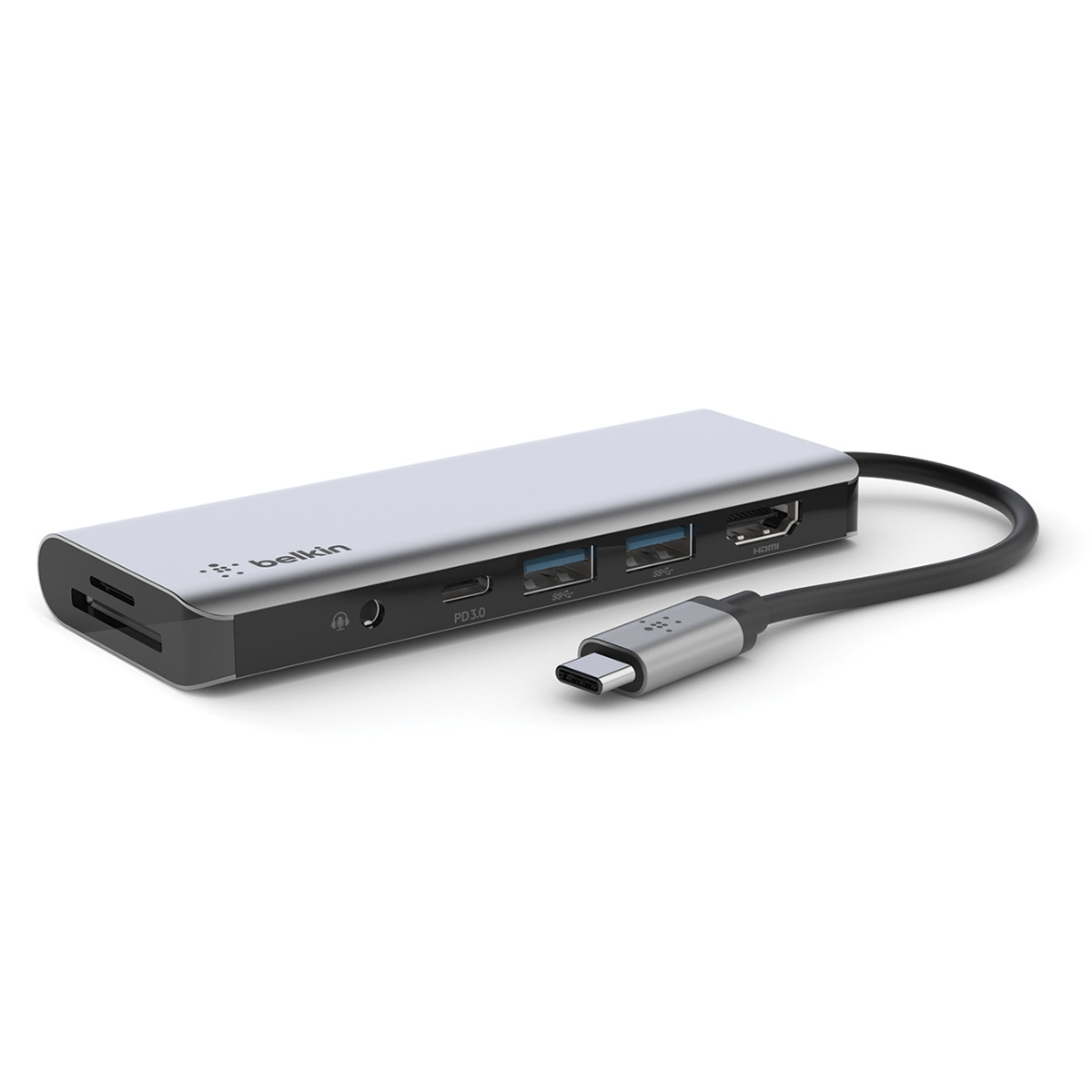 Hub Belkin USB-C multipuerto 7 en 1 Gris espacial-7