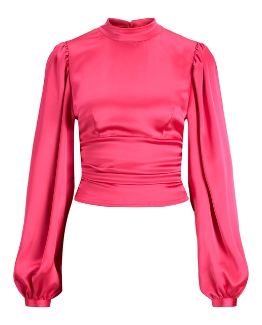 Imagen 0 de Top satinado con cuello alto de mujer