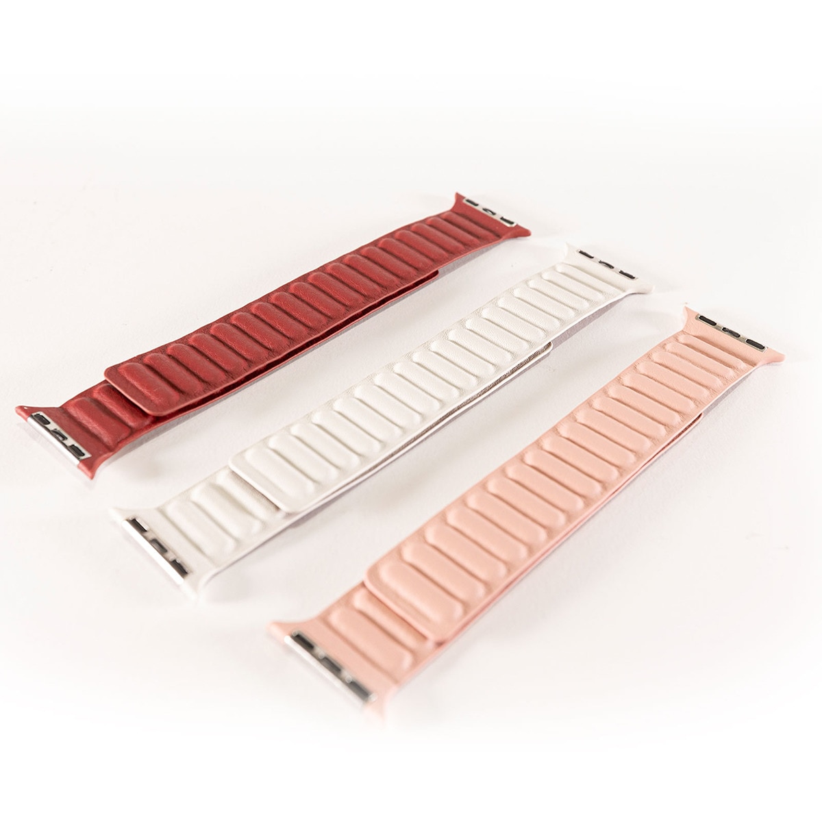 Pack 3 Correas Friendly License PU Magnética para Apple Watch 38/40/41 mm Blanco, Rosa, Vino Multicolor-2