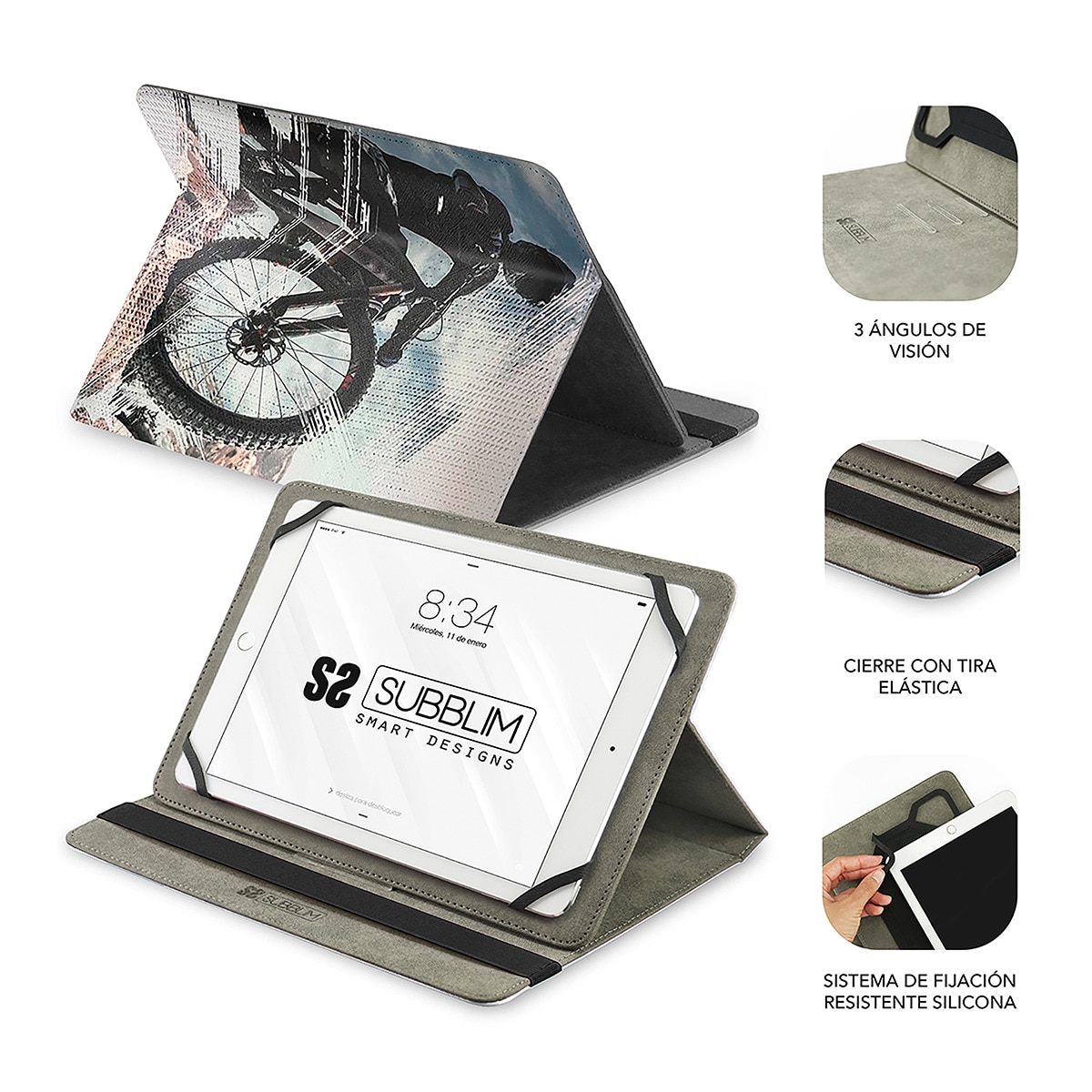 Funda Subblim Trendy Biker para tablets hasta 10,1" Gris-3