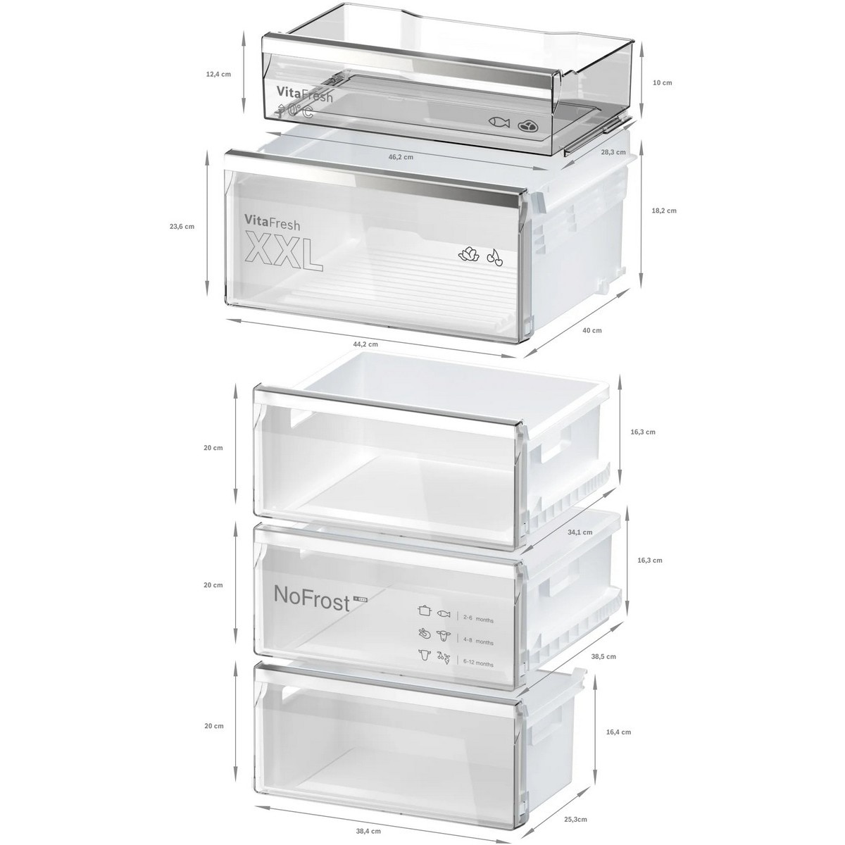 Frigorífico Combinado Bosch Série 6 KGN49LBCF VitaFresh XXL e No Frost e de 203 cm - Preto Vidro preto-7