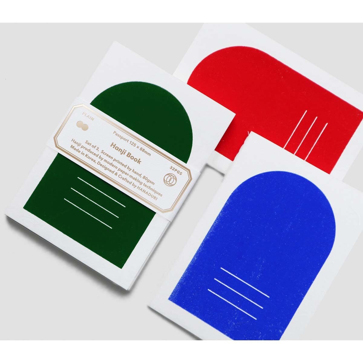 Pack 3 Cadernos Hanji Passport - Verde-escuro Verde-escuro-3