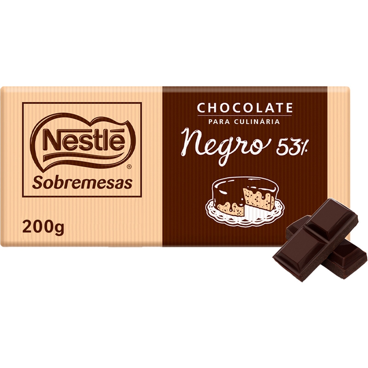 Chocolate Culinária 53% Cacau embalagem 200 g