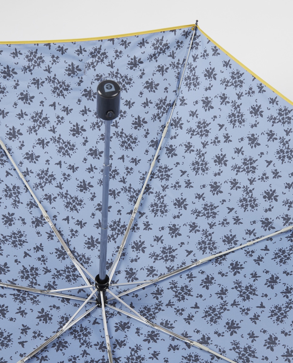 Guarda-Chuva Dobrável Automático com Estampado Floral - Castanho Castanho-3