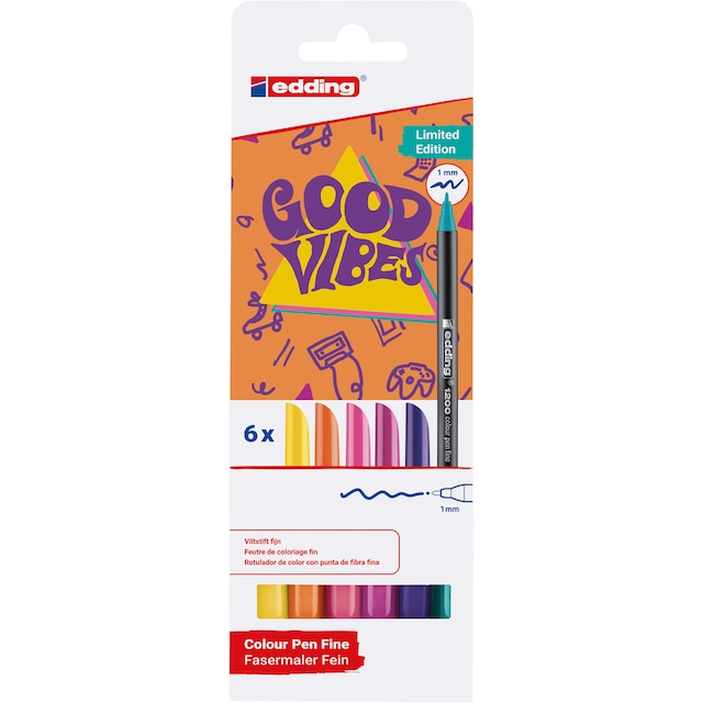 Imagen 0 de Pack 6 unidades punta fibra 1 mm 1200 Good Vibes Edding multicolor