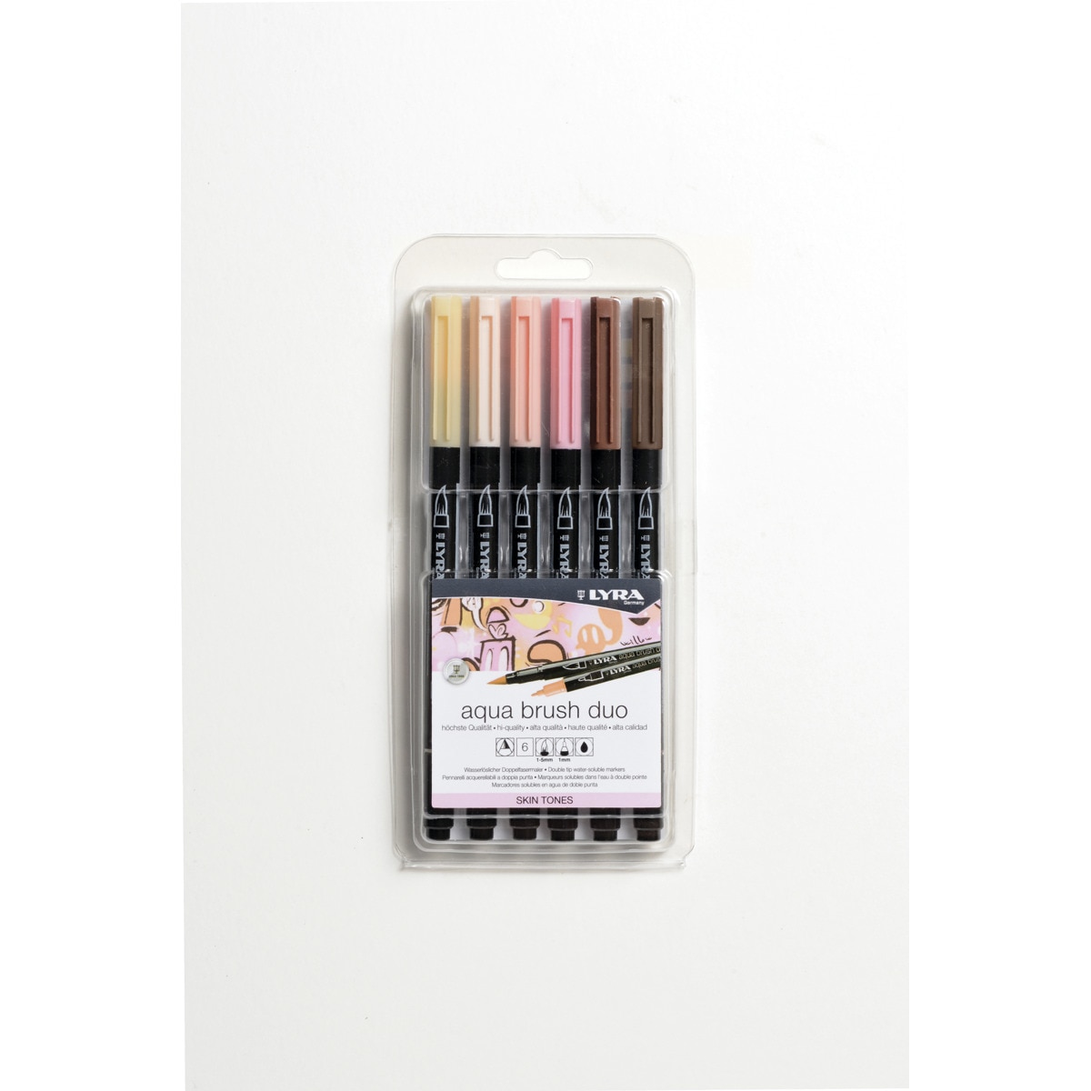 Estuche 6 unidades rotuladores doble punta aqua brush duo skin tones Lyra 1
