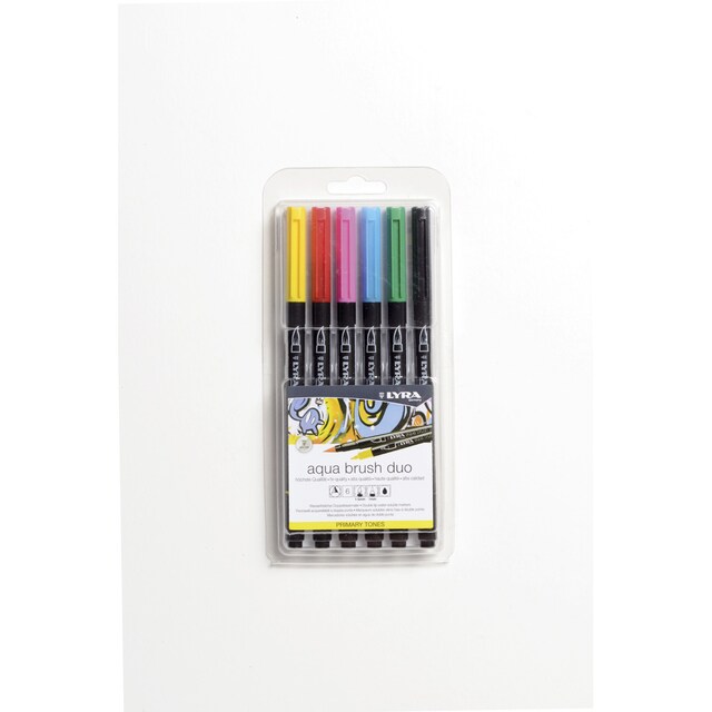 Imagen 0 de Estuche 6 unidades rotuladores doble punta aqua brush duo Lyra tonos primarios