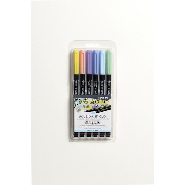 Imagen 0 de Estuche 6 unidades rotuladores doble punta aqua brush duo Lyra tonos pastel