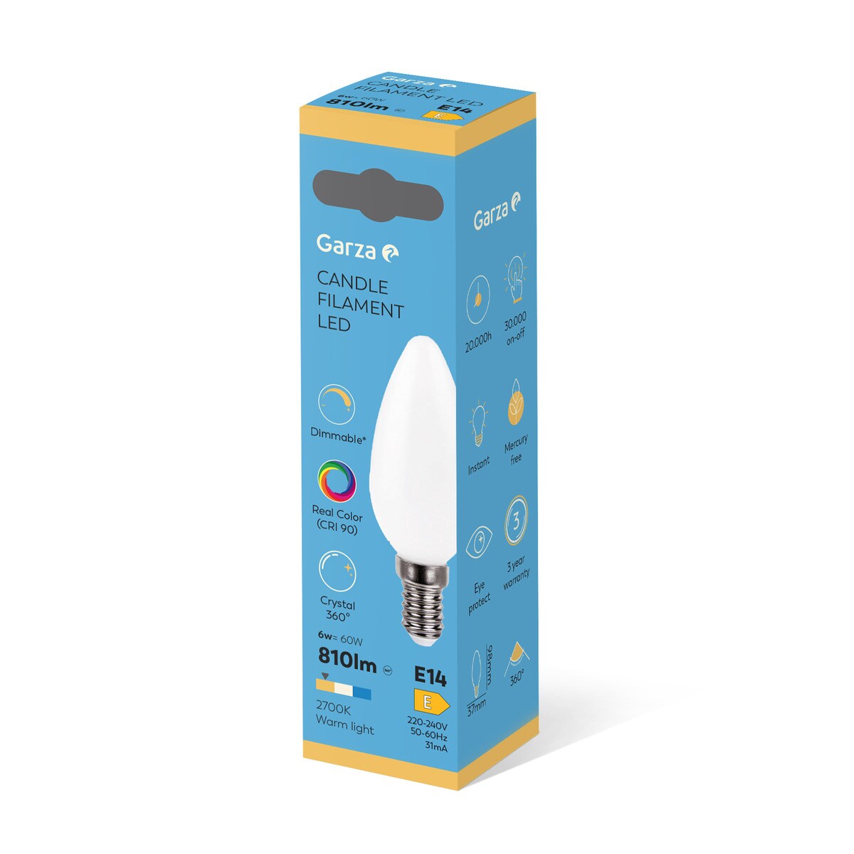Bombilla LED Filamentos Opal Vela E14 6 W 2700 K Regulable 2
