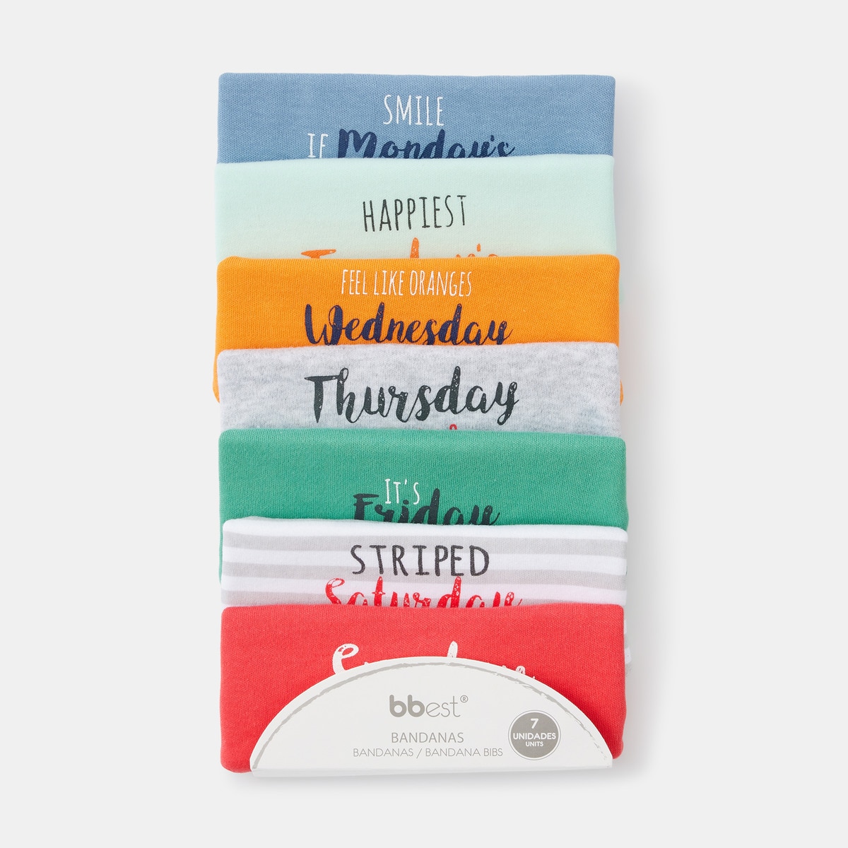 Pack de 7 Bandanas Mensagens Dias da Semana - Multicolor Multicolor-3