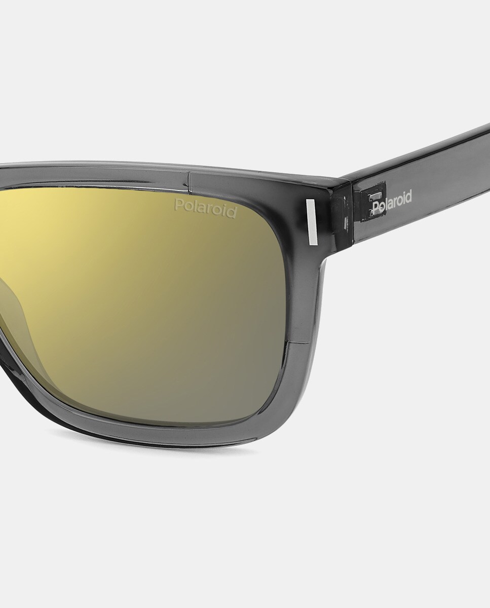Gafas de sol unisex rectangulares grises con lentes polarizadas