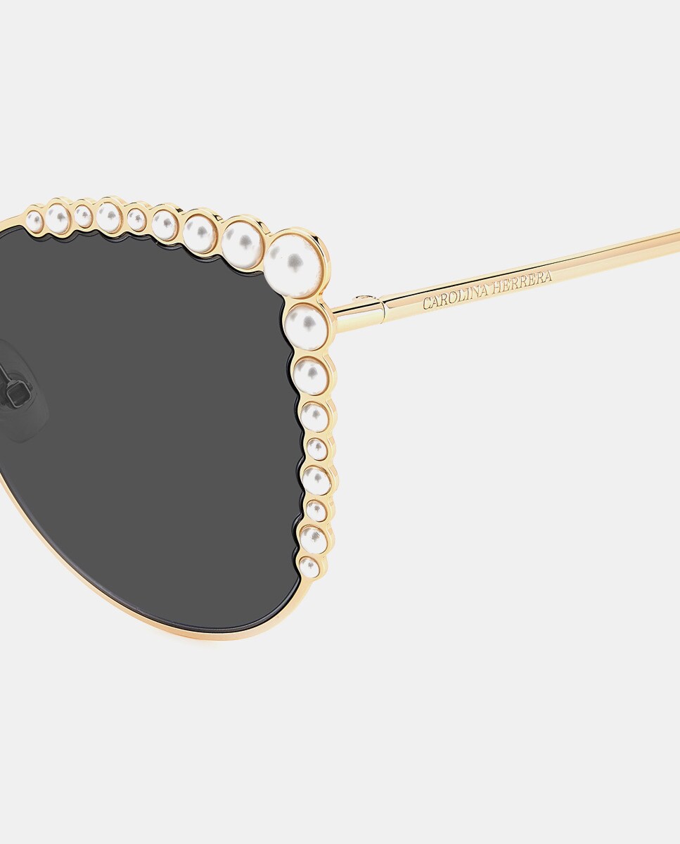 Óculos de Sol Redondos de Metal Dourado Ouro-3