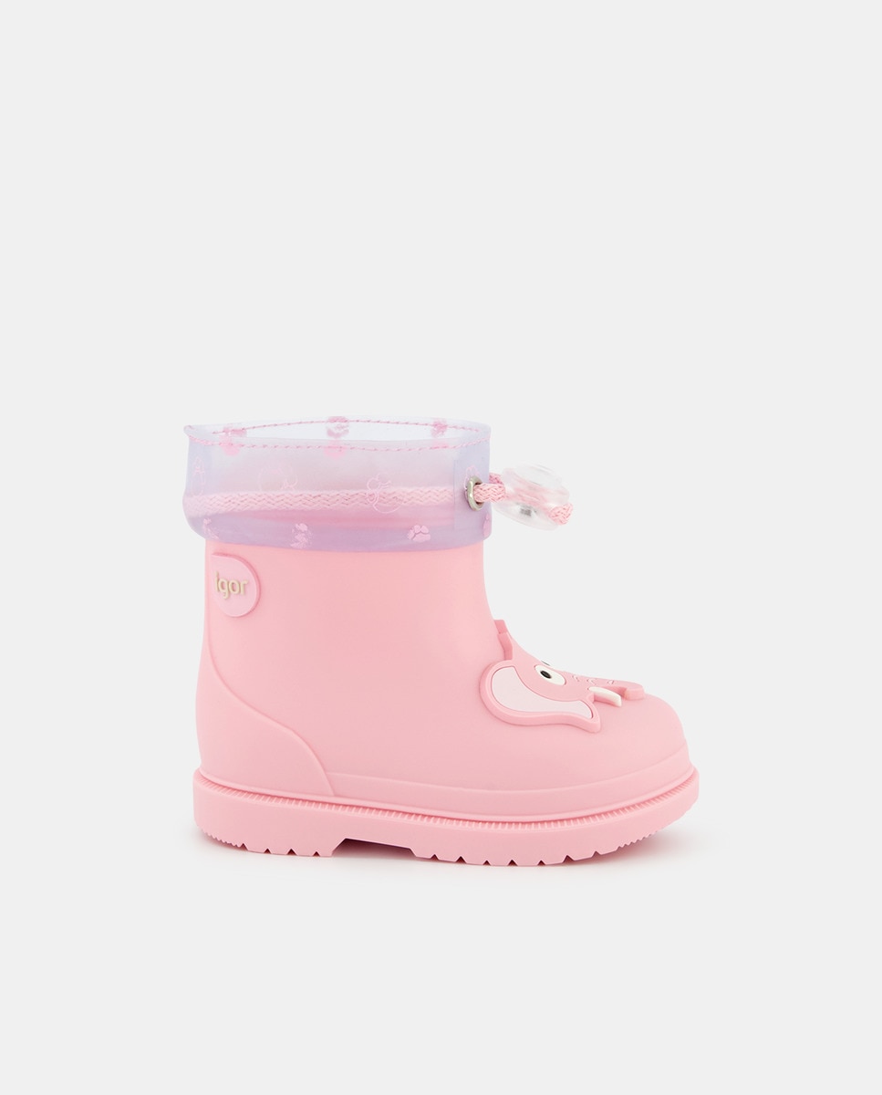 Galochas de Bebé com Cordão Ajustável e Detalhe de Elefante - Rosa Rosa-1