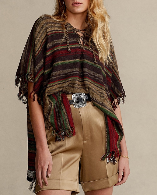 Imagen 0 de Poncho de mujer de inspiración navaja en lino