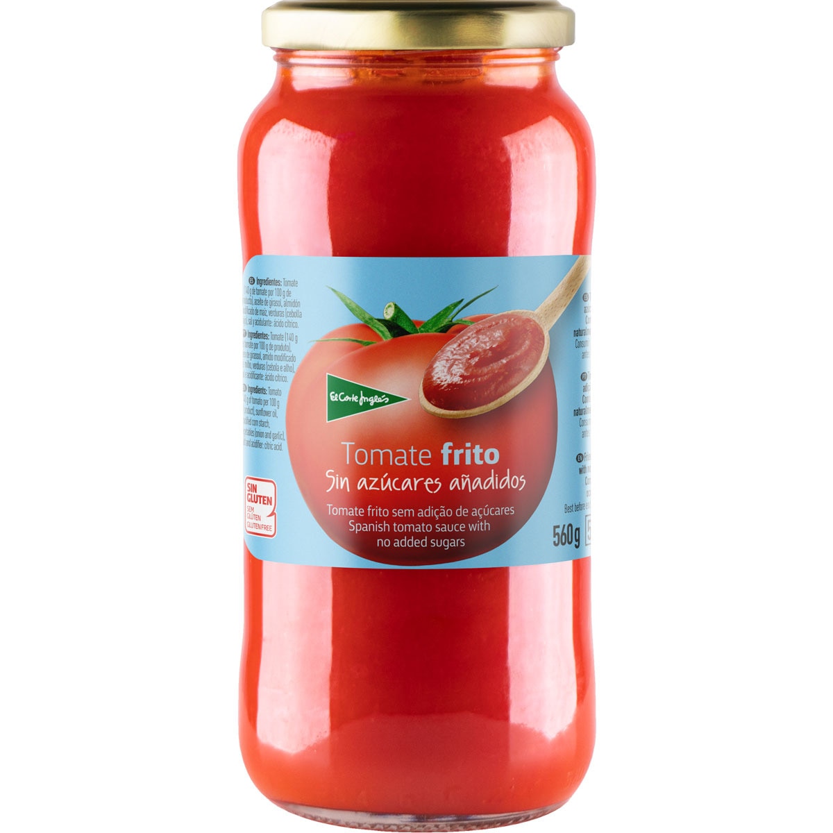 tomate frito sin gluten y sin azúcares añadidos frasco 560 g neto escurrido