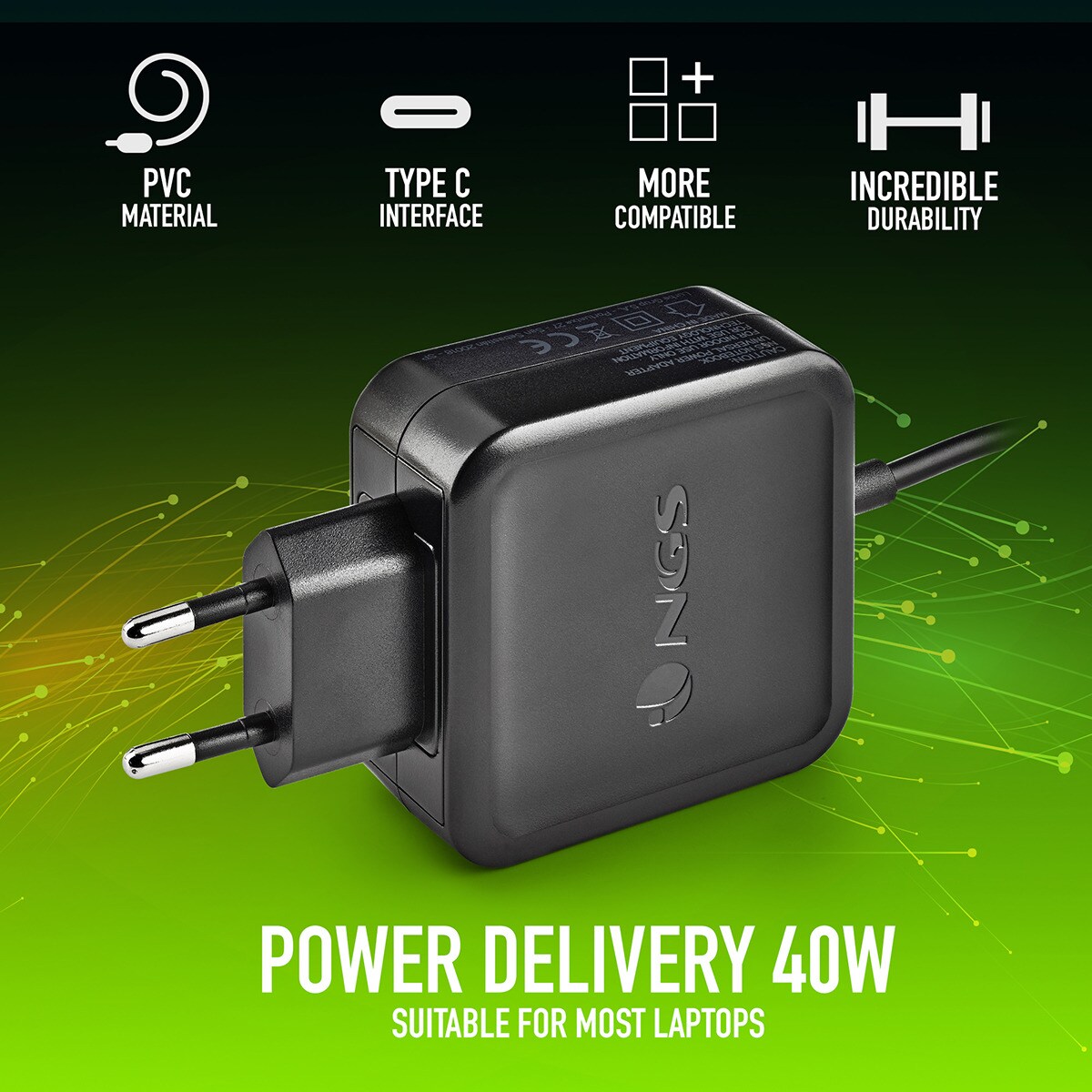 Cargador universal NGS W-45W Tipo C 45W Negro-5