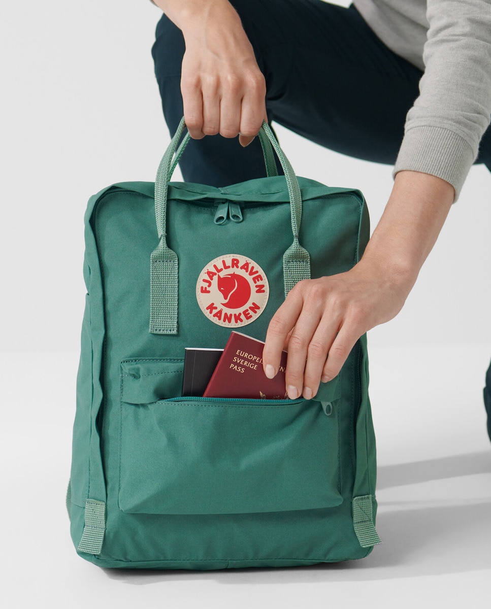 Mochila Kånken com Fecho de Correr e Vinil - Creme Verde Água-4